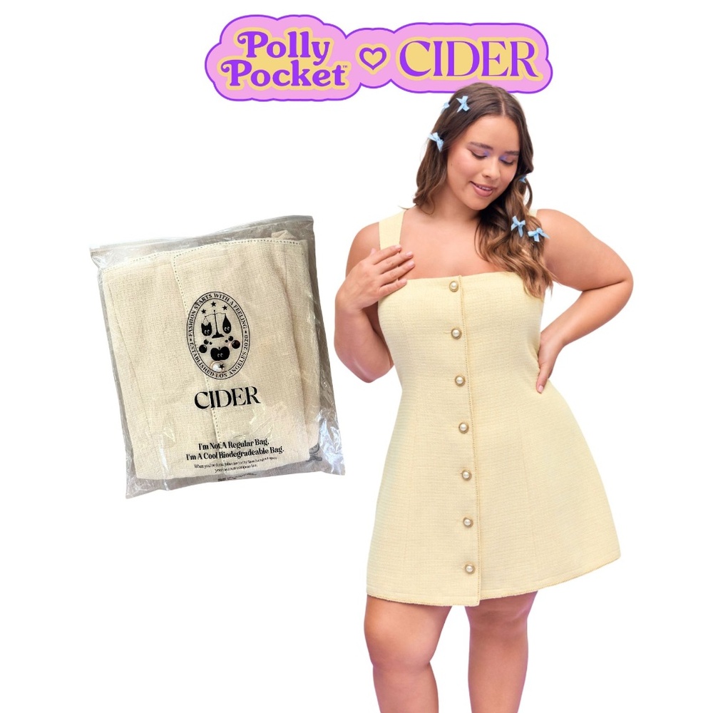 NWT Polly Pocket for Cider Yellow Tweed Sleeveless Dress // Size 1XL